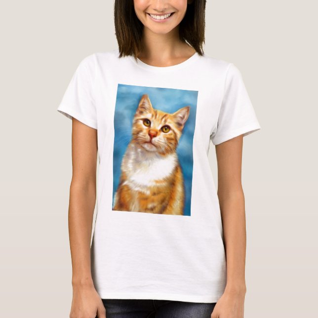 Söta William - orange tabby kattkonst T-shirt (Framsida)