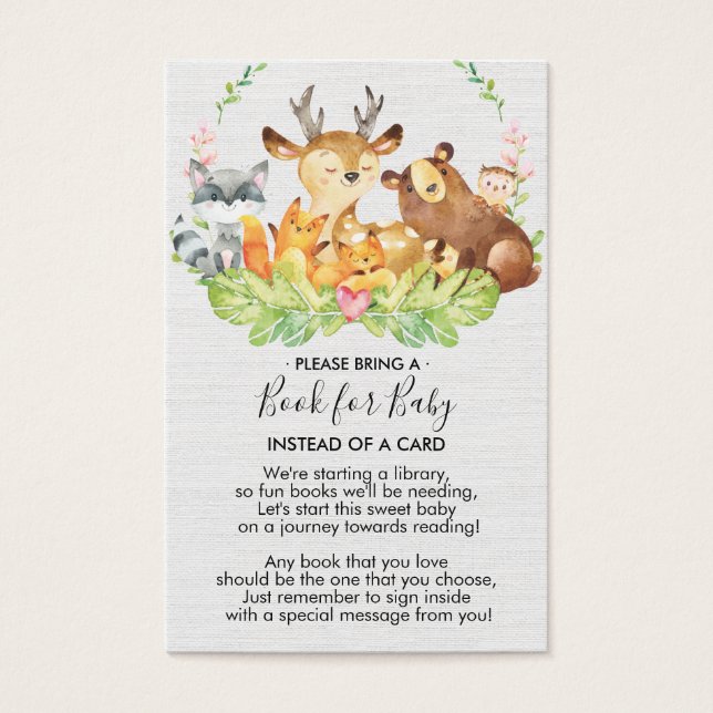 Söta Woodland Animals Bok för Baby djurutrymme Visitkort (Framsida)
