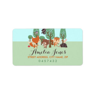 Söta Woodland Friends Baby Shower-Adressetiketter Adressetikett