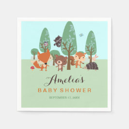 Söta Woodland Friends Baby Shower Napkins Pappersservett