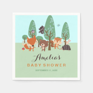 Söta Woodland Friends Baby Shower Napkins Pappersservett