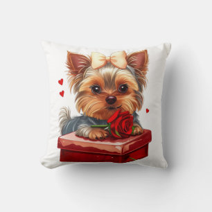Söta yorkie-hjärtan Mors dag-Valentine Kudde