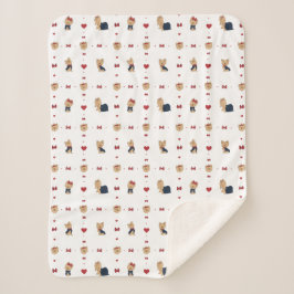 Söta Yorkies Bows and Hearts - White - White