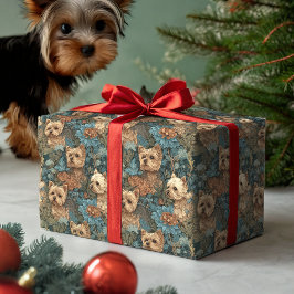 Söta Yorkshire Terrier i en vintage trädgård Presentpapper