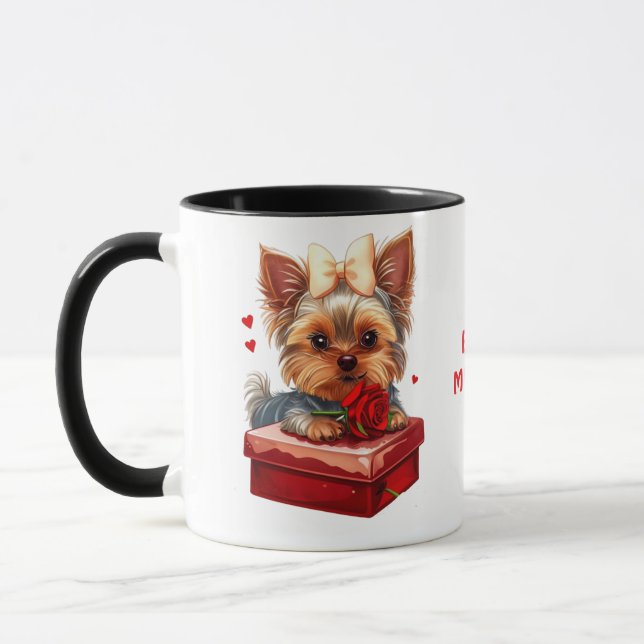 Söta yorky hjärtan Mors dag-Valentine Mugg (Vänster)