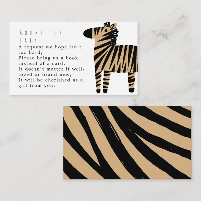 Söta zebra beige babyskyddsböcker för bebisar tilläggskort (Fram/baksida)