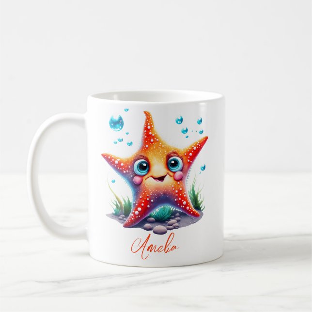 Sötad Orange av Namn-leende Starfish Älskare Gift Kaffemugg (Vänster)
