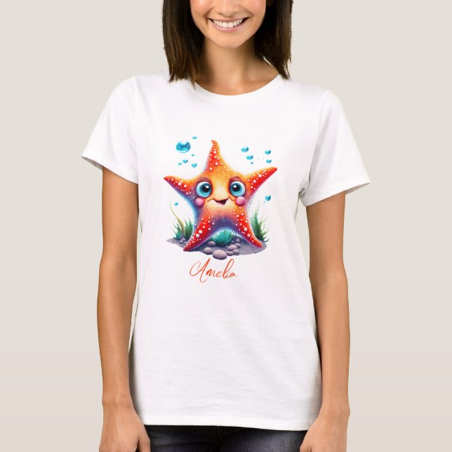 Sötad Orange av Namn-leende Starfish Älskare Gift T Shirt (Framsida)
