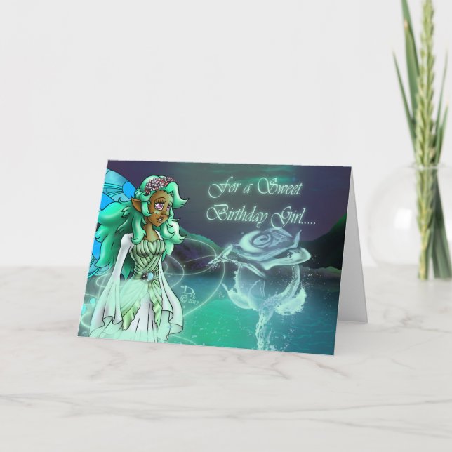 SötAfrikas amerikanska Fairy Birthday Kort (Framsida)