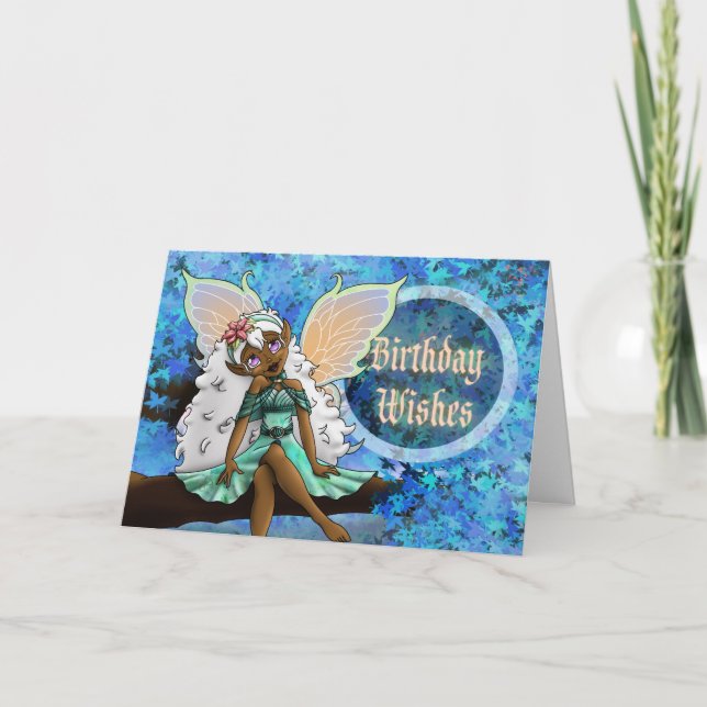 SötAfrikas amerikanska Fairy Birthday Kort (Framsida)