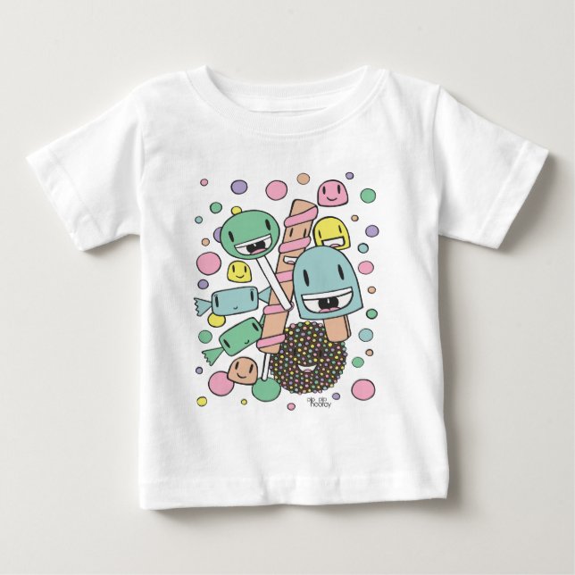 Sötar Candy Halloween Lollipops Gummy Drops T Shirt (Framsida)