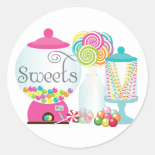 Sötar för Dessert Bord Treats Bubblegum Rainbow Runt Klistermärke
