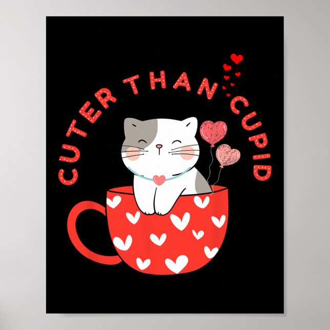 Sötare än Cupid Kawaii Katt I Mugg Päls Mamma Katt Poster (Framsidan)