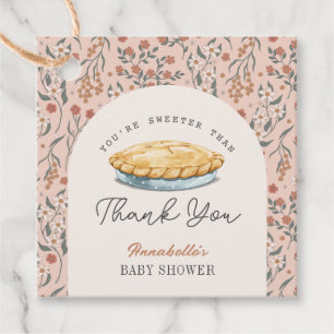 Sötare än Paj Rosa Blommigt Baby Shower Tack Gåvor Etiketter