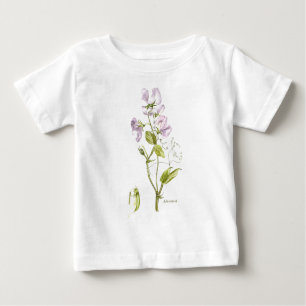 sötärter, lila och grönt, blommigt t shirt