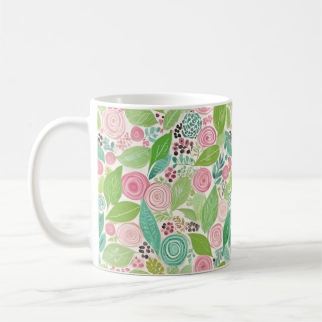 Sötaste blommönster kaffemugg (Vänster)