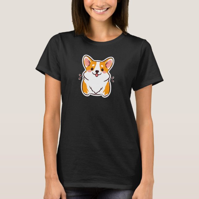 Sötaste Corgi Hund Valp Retro T Shirt (Framsida)