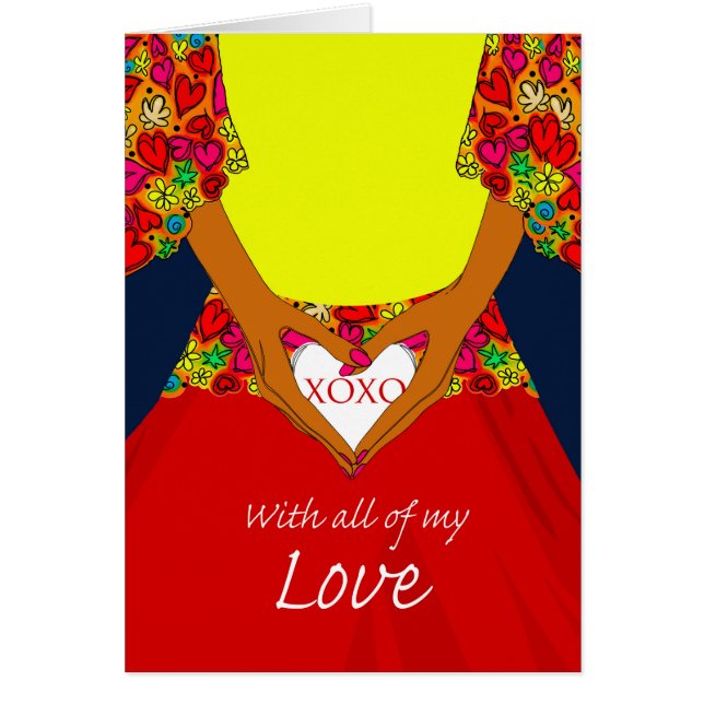 Sötaste dagen, kvinnligt hjärtslag med XOXO Hälsningskort (Framsidan)