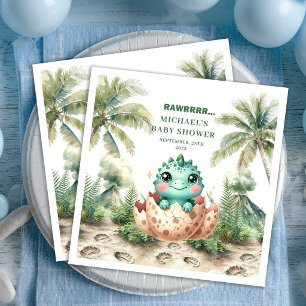 Sötaste Dino kläcks snart baby shower servetter