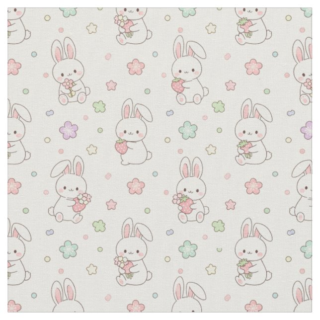Sötaste Drömmar: Kawaii Kanin och Jordgubbe Tyg (Närbild)