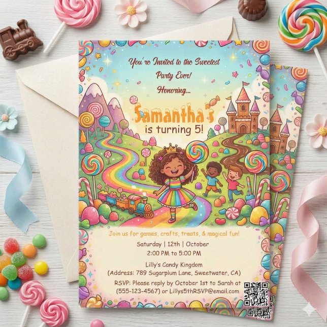 Sötaste festen någonsin Candyland-flicka 5-årsdag  Inbjudningar (Skapare uppladdad)
