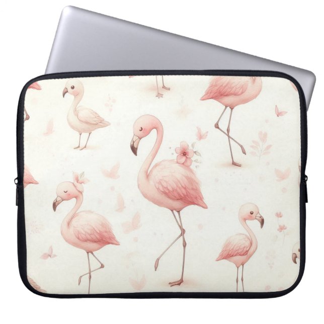 Sötaste Flamingoflocken Laptop Fodral (Framsidan)