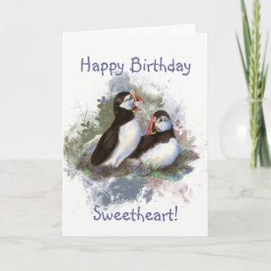 Sötaste födelsedagspressen Watercolor Puffin par Kort