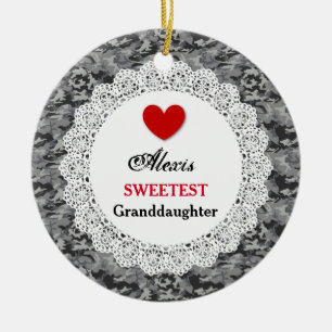 Sötaste Granddotter Silver Black Camo A5 Julgransprydnad Keramik