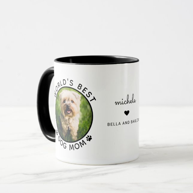 Sötaste hundmamma Två foto Modern typografi Mugg (Framsida vänster)