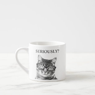 Sötaste katten med seriösa glasögon anpassad espressomugg
