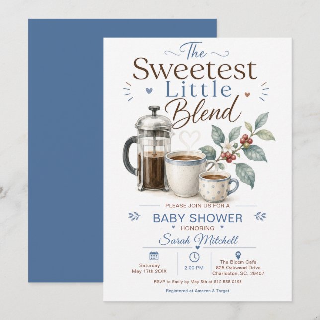 Sötaste lilla blandning Kaffe Baby Shower Inbjudningar (Fram/baksida)