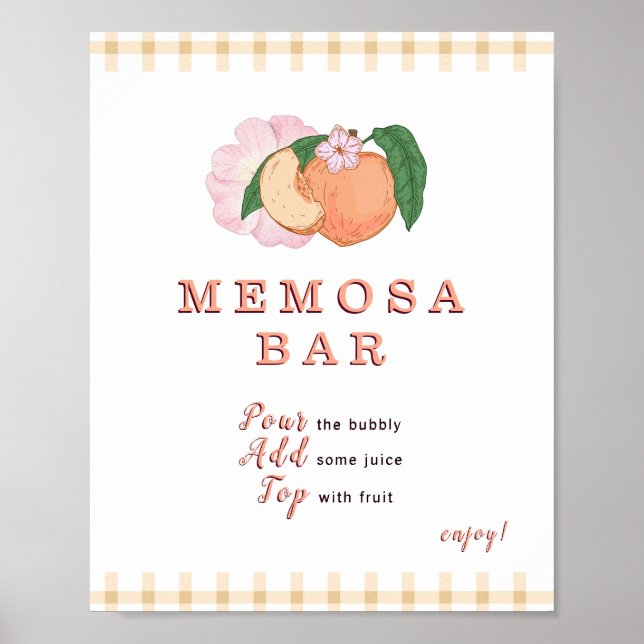 Sötaste lilla Peach Memosa Pub Sign Poster (Framsidan)
