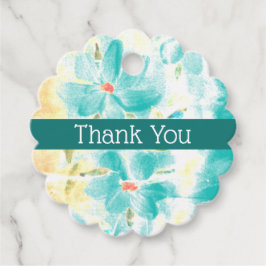 Sötaste lilla scallopade blå blommiga bröllop gåvor etiketter