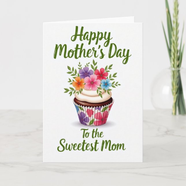 Sötaste Mamma Bukett Cupcake-kort Kort (Framsida)