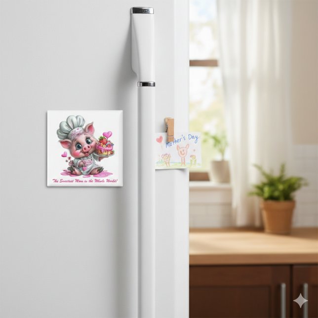 Sötaste Mamma Gris Kock Kylskåpsmagnet (Skapare uppladdad)