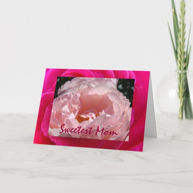 Sötaste mamma hälsningspresentkort Rosa Rosblomma Helgkort (Framsida)