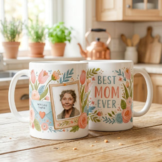Sötaste mamma någonsin Blommig Foto Namn Mors dag Kaffemugg