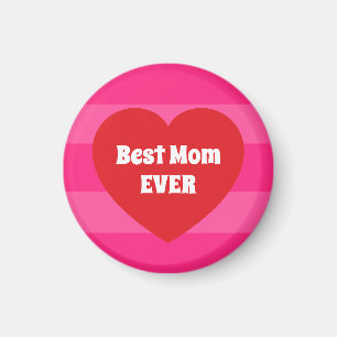Sötaste mamma någonsin Rött hjärta och rosa ränder Magnet