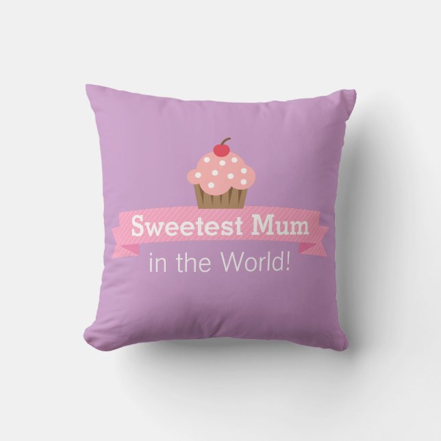 Sötaste mamma rosa cupcake lila kudde (Framsida)