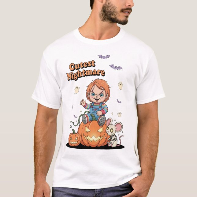 Sötaste Mardröm Chucky Halloween T Shirt (Framsida)