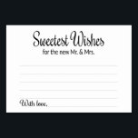 Sötaste Önskemål för det nya Mr. och Mrs Advice Ca Bordsnummer<br><div class="desc">En del av Sweetest Önskemål Collection. De här charmerande råden och önskemål-korten kommer att vara perfekten som tillägg till ditt bröllop. Texten "Sweetest Önskemål for the new Mr and Mrs" är skriven med ett snävt och blockerat teckensnitt. Kortet har plats för gästerna för att lämna deras goda önskemål och deras...</div>