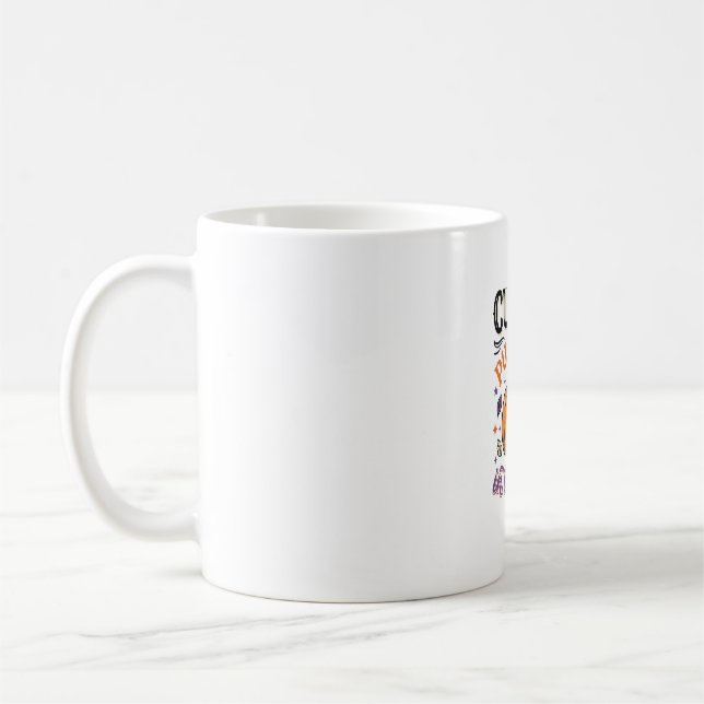 Sötaste pumpen i lappen Halloween tröja design Kaffemugg (Vänster)
