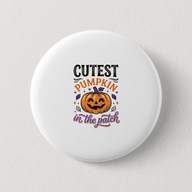 Sötaste pumpen i lappen Halloween tröja design Knapp (Framsida)