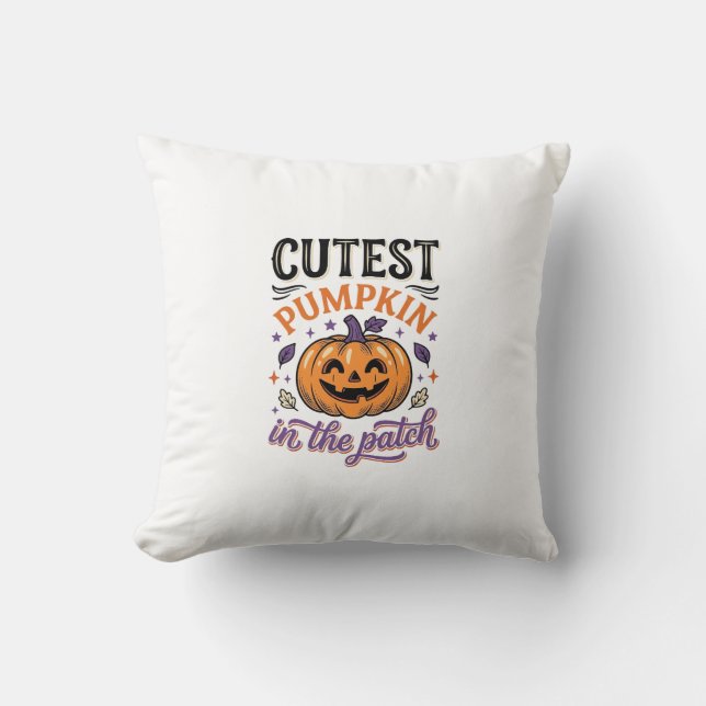 Sötaste pumpen i lappen Halloween tröja design Kudde (Framsida)