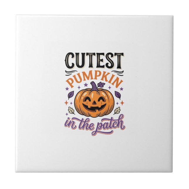 Sötaste pumpen i lappen Halloween tröjd design Kakelplatta (Framsidan)