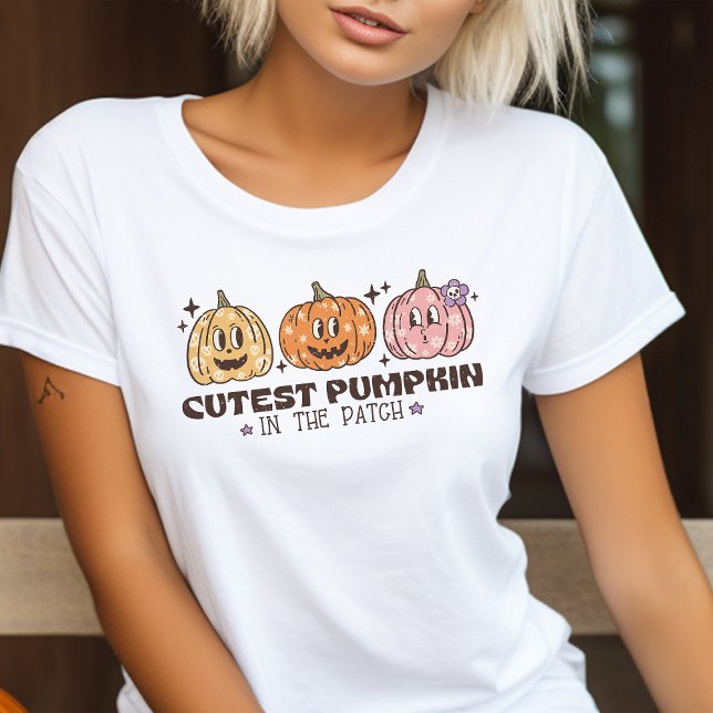 Sötaste pumpen i lappen Retro Halloween T Shirt (Skapare uppladdad)