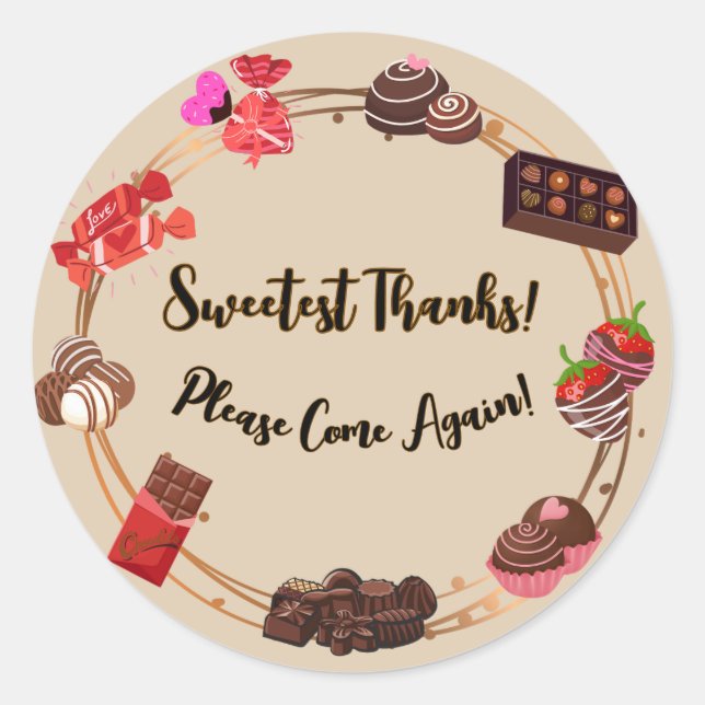 Sötaste tack, Sticker Runt Klistermärke (Framsida)