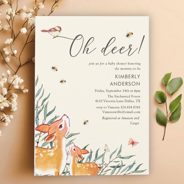 Sötbabyskor för mamma och Baby Hjort Inbjudningar (Skapare uppladdad)