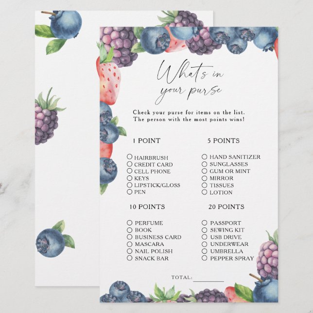 Sötbär - Vad är det i ditt handväska? (Fram/baksida)