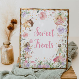 Sötbehandlings Blommigt Fairy Garden Birthday-teck Poster